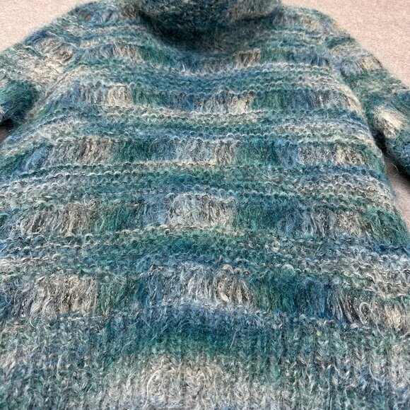 Vintage Bernat Klein Handmade Mohair Wool Teal Blue Green Sweater Med Scotland - Picture 3 of 11
